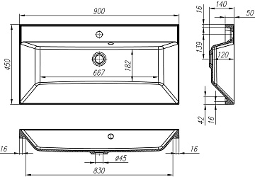 Мебельная раковина BelBagno BB900/450-LV-MR-AST