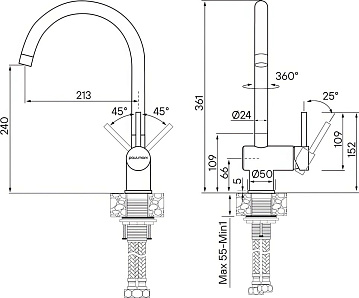 Смеситель для кухни Paulmark Bend Be212066-SS