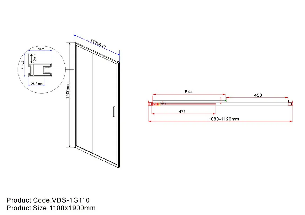 Душевая дверь в нишу Vincea Garda VDS-1G110CLGM 110 см, профиль вороненая сталь, стекло прозрачное Sancos — официальный сайт
