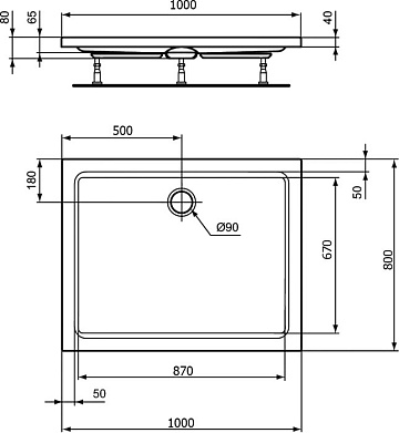 Поддон для душа Ideal Standard Hotline 100x80 прямоугольный