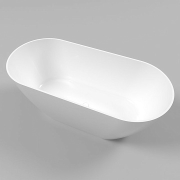 Ванна из искусственного камня WHITECROSS Coral A 165x75 см, отдельностоящая, белая, овальная, с донн