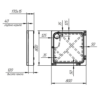 Поддон для душа Radomir Берген SQ 80х80 см, слив черный