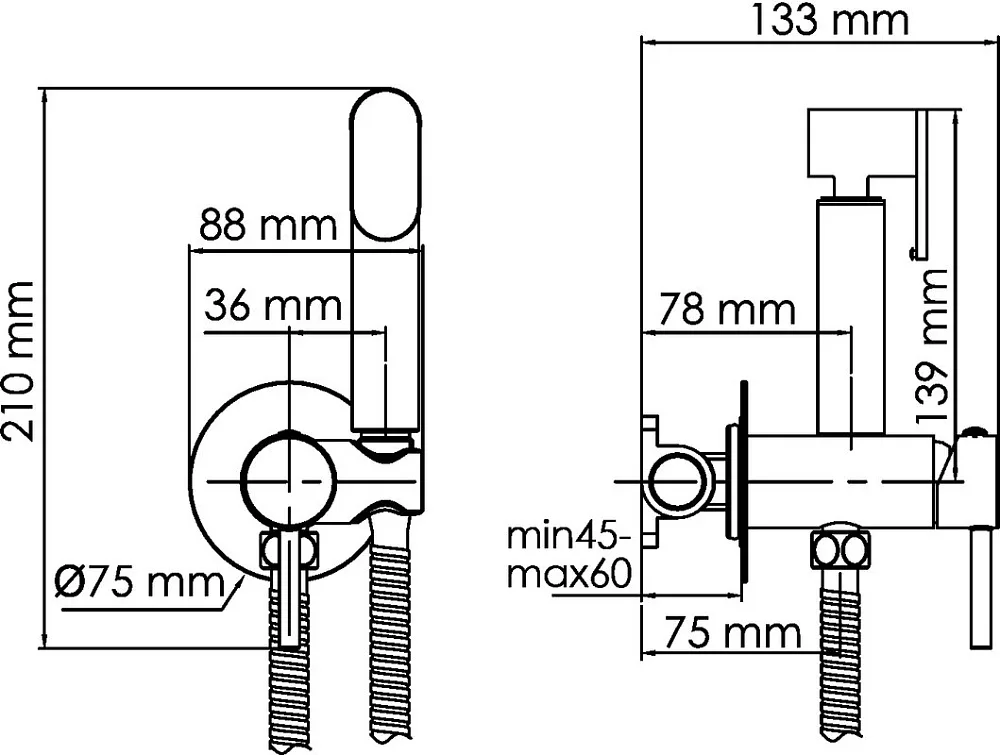 Гигиенический душ Wasserkraft A70138, со смесителем, С ВНУТРЕННЕЙ ЧАСТЬЮ, хром Sancos — официальный сайт