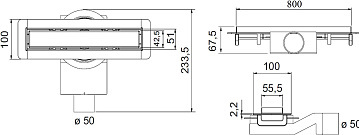 Душевой трап (лоток) Plumberia Selection PSM Modular 80 см, черный матовый