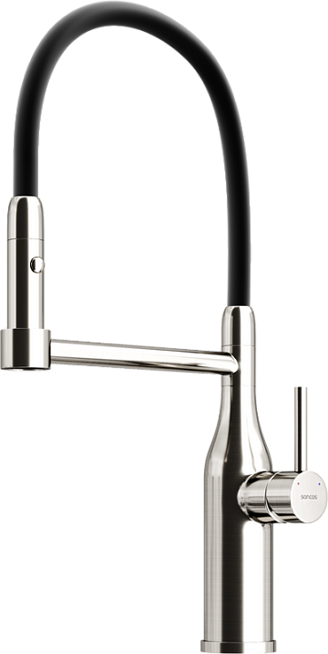 Смеситель для кухни Sancos Pride SC4011BNG с гибким изливом, нержавеющая сталь