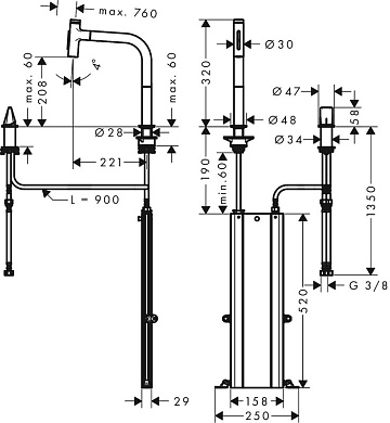 Смеситель для кухни Hansgrohe Metris Select Metris Select 73818000
