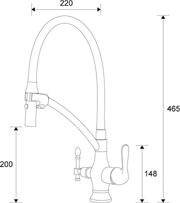 Смеситель для кухни Zorg Sanitary ZR 347-6 YF с гибким изливом