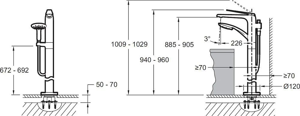Напольный смеситель для ванны с душем Jacob Delafon Avid E97367-CP, БЕЗ ВНУТРЕННЕЙ ЧАСТИ Sancos — официальный сайт