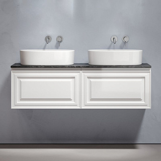 Тумба с раковиной Sancos Very 140 bianco, столешница черный мрамор TT140A1, раковина CN6075