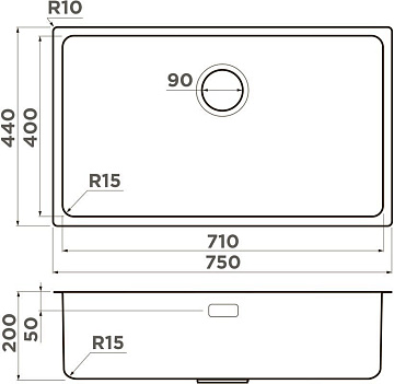 Мойка кухонная Omoikiri TADZAVA 75-U/I-IN ultra 15