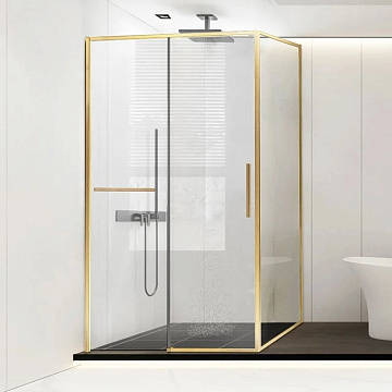 Душевой уголок Vincea Slim Soft VSR-1SS1011CLG 110х100, профиль брашированное золото, стекло прозрач