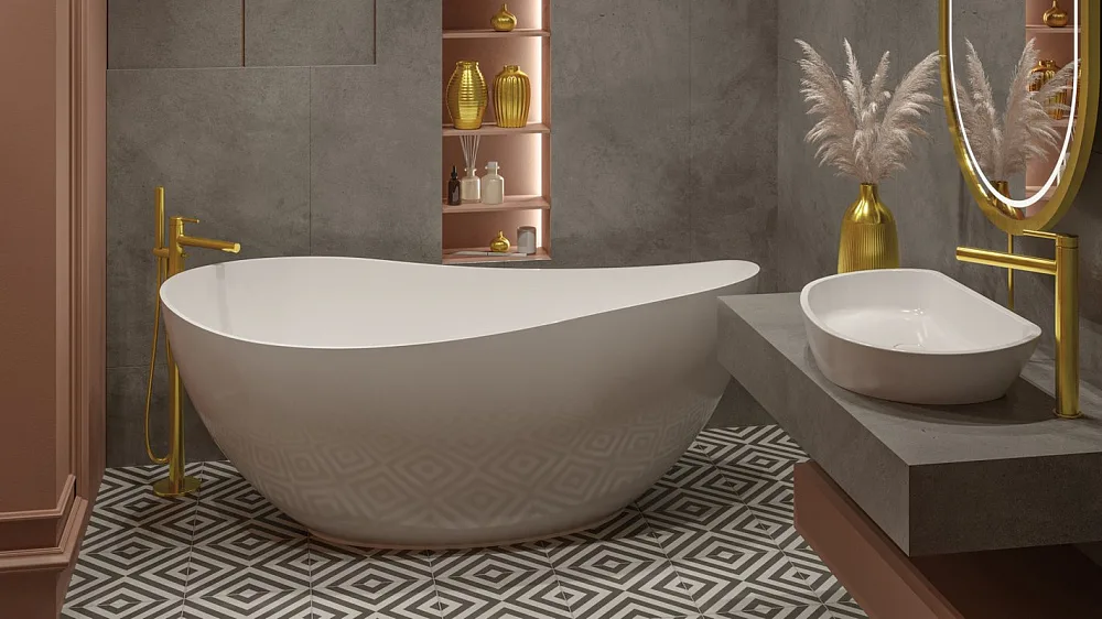 Ванна из искусственного камня WHITECROSS Ruby 170x75 см, отдельностоящая, белая, овальная, с донным  Sancos — официальный сайт