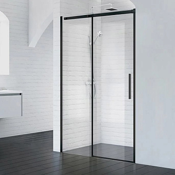 Душевая дверь в нишу BelBagno Acqua -BF-1-140-C-NERO профиль черный матовый
