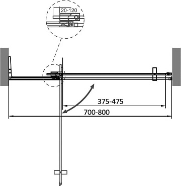 Душевая дверь в нишу Cezares Slider B 1 70/80 BR Cr профиль хром, стекло бронза