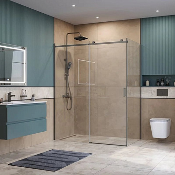 Душевой уголок BelBagno Soft Close-2 AH-1-160/100-C-GM профиль оружейная сталь
