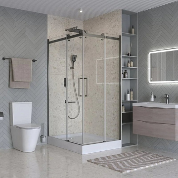 Душевой уголок BelBagno Marino 2 AH-2-120/90-C-GM 120x90, профиль оружейная сталь, стекло прозрачное