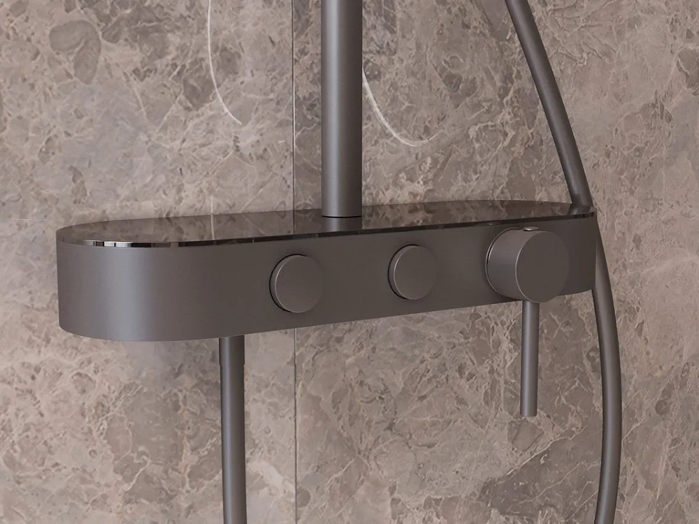 Душевая стойка Vincea VSFS-402GM, вороненая сталь Sancos — официальный сайт