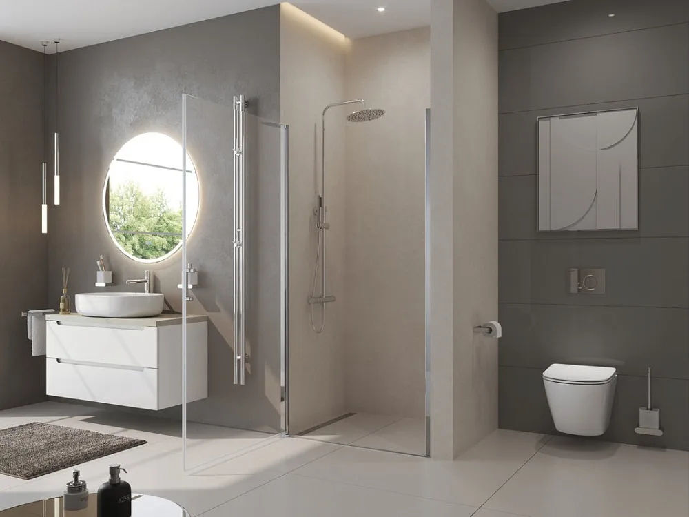 Душевая дверь в нишу BelBagno Uno B-1-65-C-Cr стекло прозрачное Sancos — официальный сайт