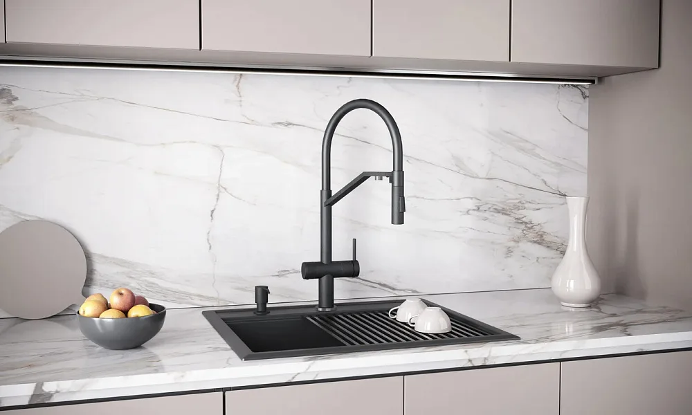 Смеситель для кухни Paulmark Zender Ze213155-BLM матовый черный Sancos — официальный сайт