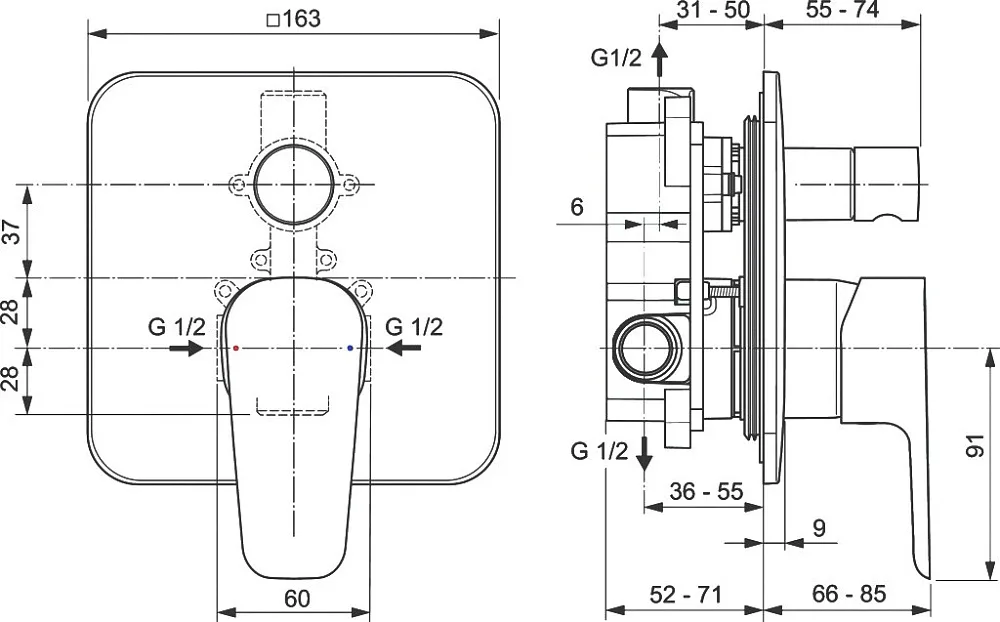 Комплект для ванной Ideal Standard Esla BD002XC С ВНУТРЕННЕЙ ЧАСТЬЮ Sancos — официальный сайт