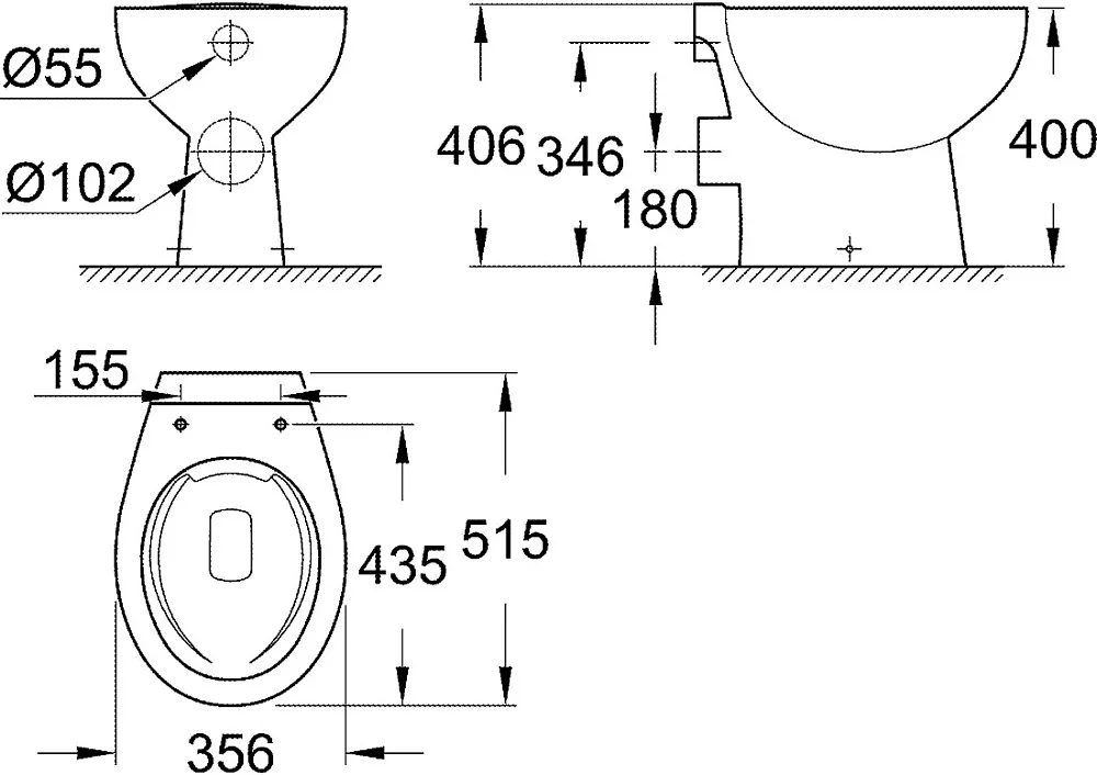 Чаша для унитаза приставного Grohe Bau Ceramic 39430000 Sancos — официальный сайт