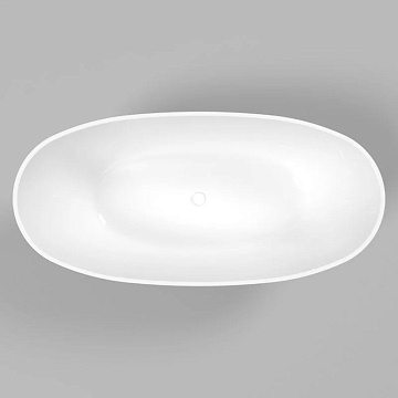 Ванна из искусственного камня WHITECROSS Onyx B 160x75 см, отдельностоящая, белая, овальная, с донны
