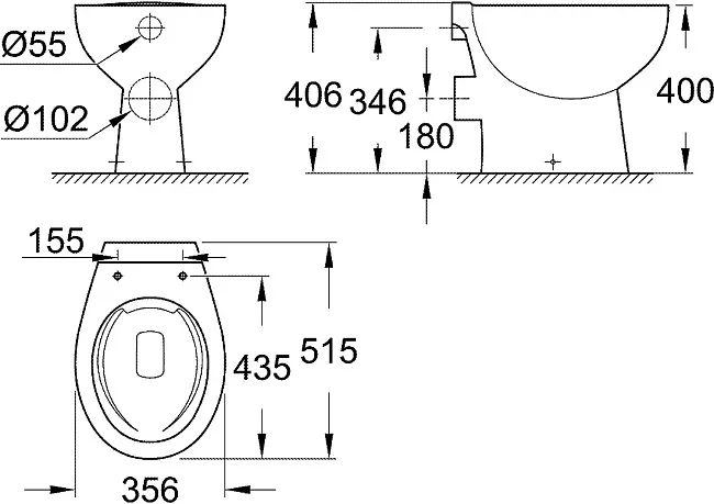 Чаша для унитаза приставного Grohe Bau Ceramic 39430000 Sancos — Оригинал