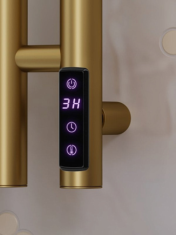 Полотенцесушитель электрический APEXTERMO Луна LN10111GLB 1100x80 с крючками, золотой матовый