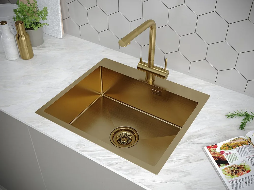 Мойка кухонная Paulmark Velten PM805951-BG золото Sancos — официальный сайт