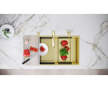 Мойка кухонная Paulmark Next-Multi Sink 74 UNI PM787445-LG светлое золото