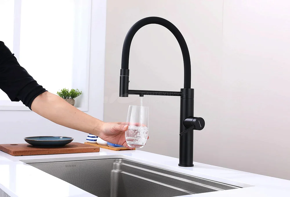 Смеситель для кухни Paulmark Ganymede Ga213199-AN с гибким изливом, антрацит Sancos — официальный сайт