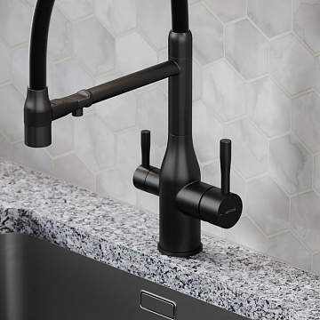 Смеситель для кухни Sancos Garda SC4009MB с гибким изливом, матовый черный
