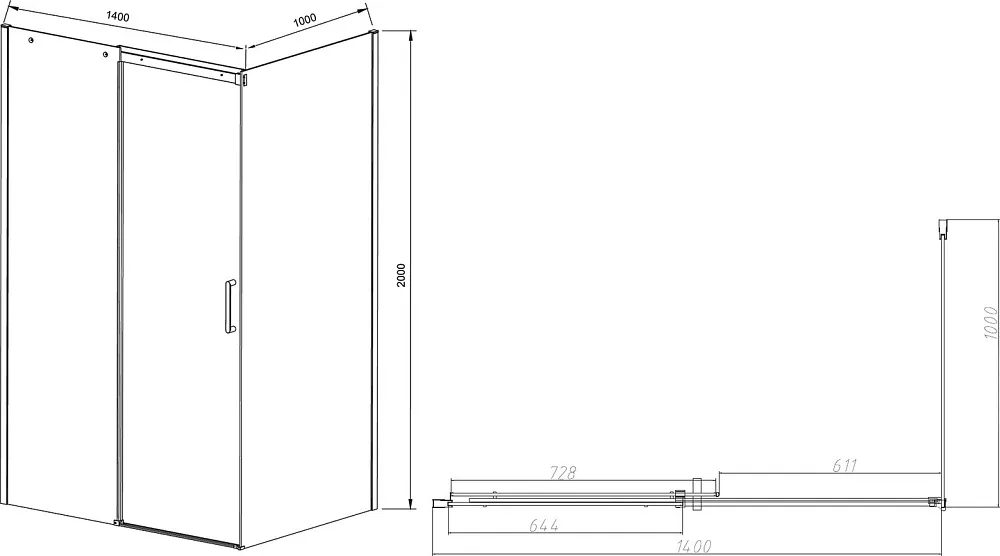 Душевой уголок Vincea Dice VSR-4D1014CLB 140х100 см, профиль черный Sancos — официальный сайт