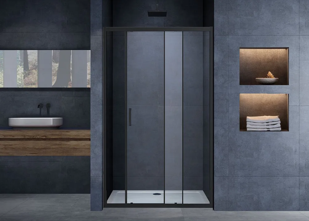 Душевая дверь в нишу Vincea Alpha VDS-3AL120CLB 120 см, стекло прозрачное, черный Sancos — официальный сайт