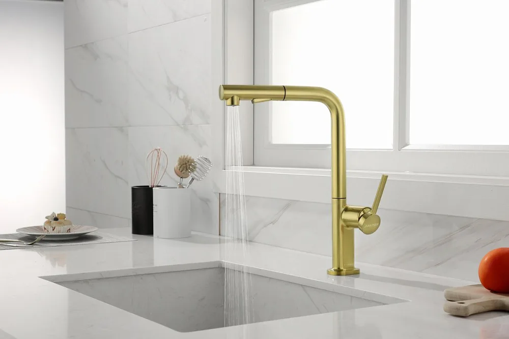 Смеситель для кухни Paulmark Neo Ne214419-BG брашированное золото Sancos — официальный сайт