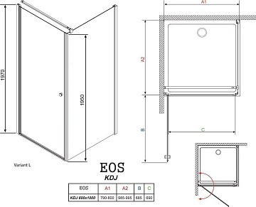 Душевой уголок Radaway EOS KDJ 80x100 интимато L