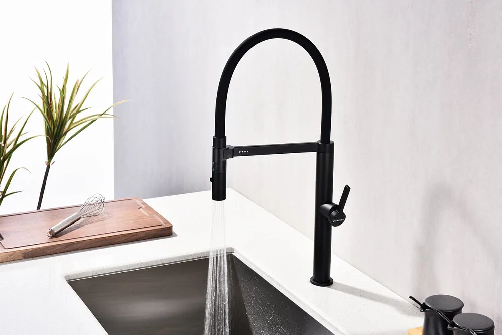 Смеситель для кухни Paulmark LeaderLe214101-AN, антрацит, с гибким изливом Sancos — официальный сайт