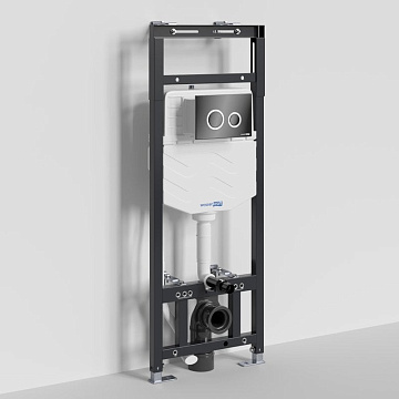 Система инсталляции для унитазов Wasserkraft Alme 15TLT.010.ME.PB01, с кнопкой смыва черной