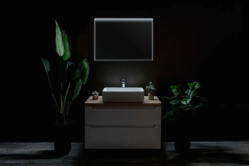 Зеркало Art&Max Aversa 90х65 черное, с LED-подсветкой, 6000К Sancos — официальный сайт