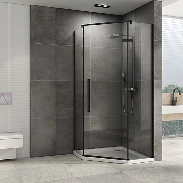 Душевой уголок Abber Ewiges Wasser AG05100B 100x100, профиль черный, стекло прозрачное
