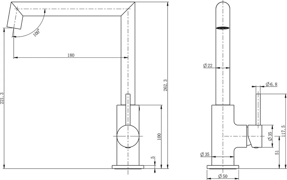 Смеситель для кухни Wonzon & Woghand WW-L1005-BG брашированное золото Sancos — официальный сайт