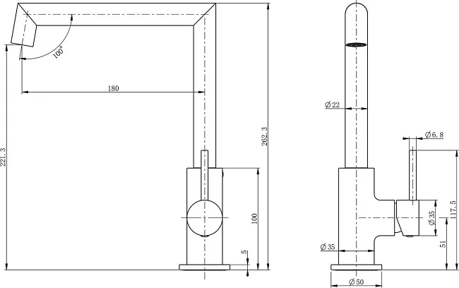 Смеситель для кухни Wonzon & Woghand WW-L1005-BG брашированное золото Sancos — Оригинал