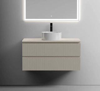 Тумба с раковиной Sancos Snob T 100 см, beige soft, столешница бежевая, раковина CN6032