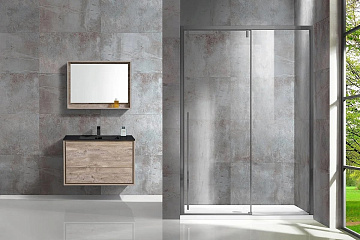 Душевая дверь в нишу Vincea Lugano VDS-1L120CLGM-1 120 см, профиль вороненая сталь, стекло прозрачно