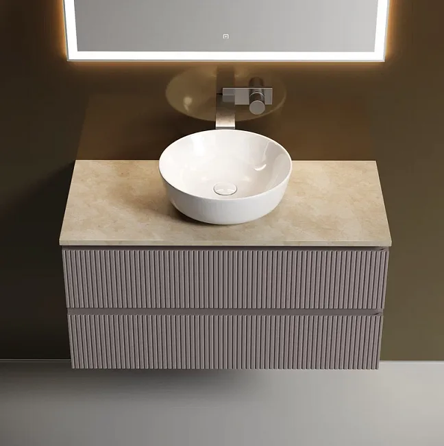 Тумба с раковиной Sancos Snob T 100 см, doha soft, столешница бежевая, раковина CN6013 Sancos — Оригинал