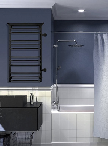 Полотенцесушитель водяной Indigo Brace LBCW100-50PBRR-б/п-60, с полкой, черный муар