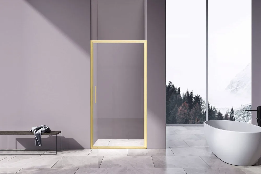 Душевая дверь Vincea Slim 8mm VDP-4SL100CLG, брашированное золото, стекло прозрачное Sancos — официальный сайт