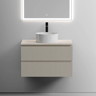 Тумба с раковиной Sancos Snob T 80 см, beige soft, столешница бежевая, раковина CN6032