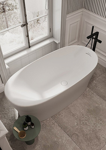 Ванна из искусственного камня Allen Brau Krion Neo XL 180x80 см, отдельностоящая, матовая белая, ова