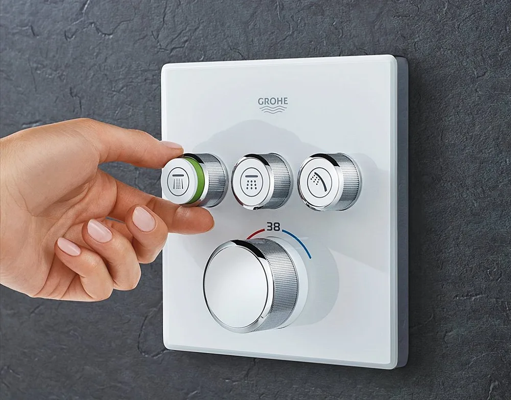Термостатический смеситель встраиваемый Grohe Grohtherm SmartControl 29157LS0 для душа, moon white Sancos — официальный сайт